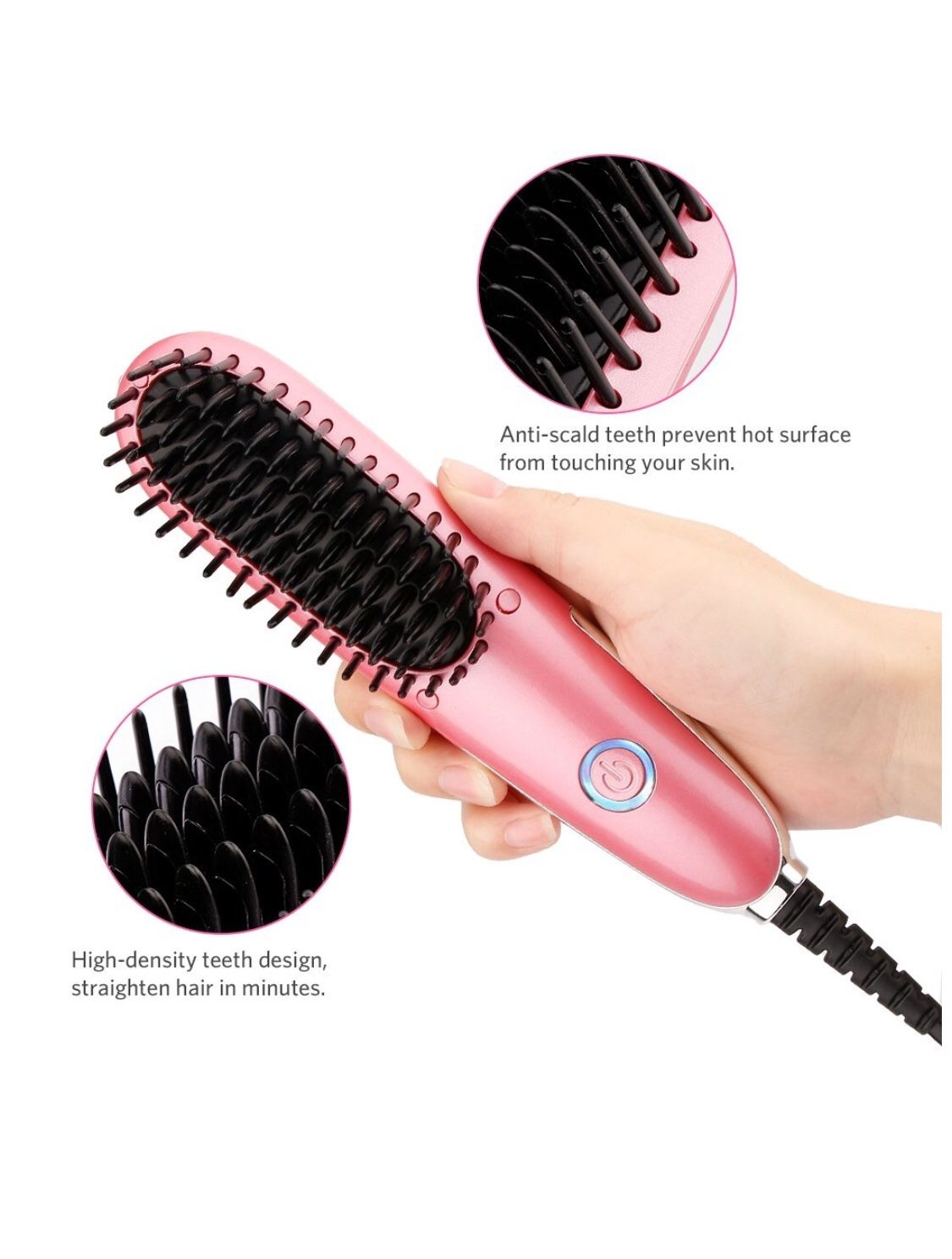 Liaboe Cobble Mini Hair Straightener Brush Electrical Heated Brush with Auto Temperature Lock Faster Heating and Styling Tools Anti Scald Straight for Sale in Walnut CA OfferUp