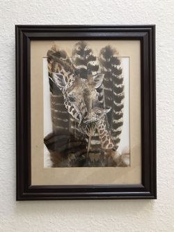 Giraffe Painting On Feathers
