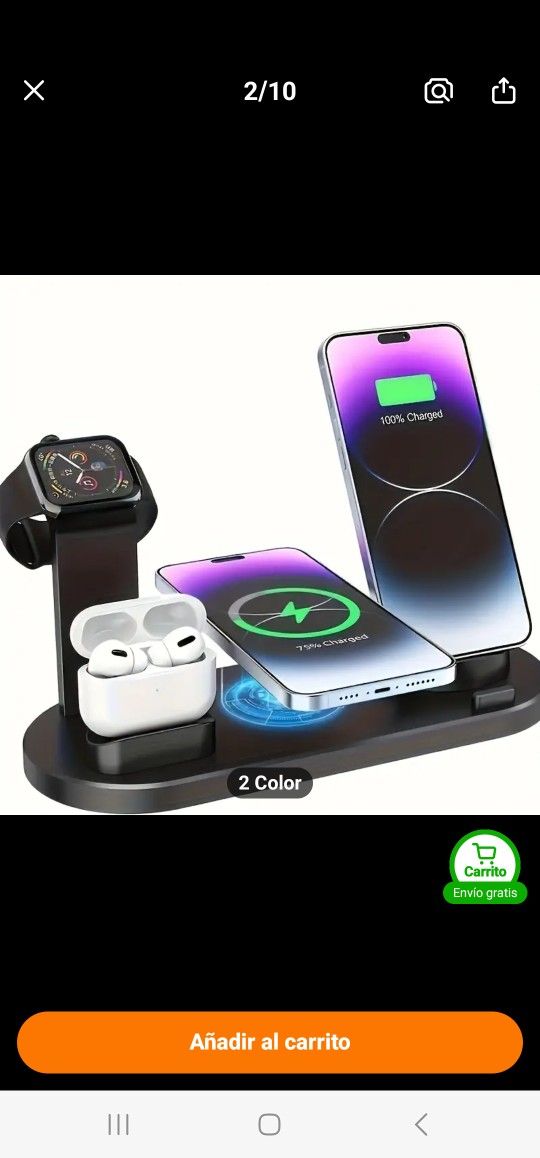 Base de carga USB multidispositivo con adaptador magnético, estación de carga inalámbrica para iPhone 15/14/13/12/11/Pro/Max/Mini/Plus, X/XR/XS/Max, S