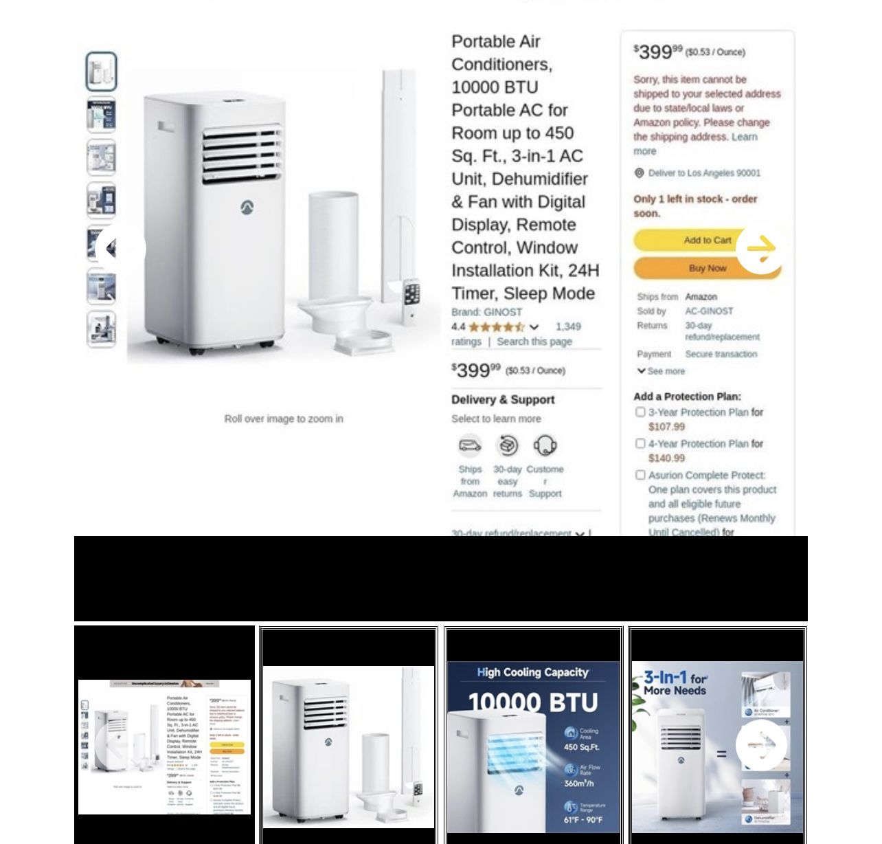 GINOST Portable AC Unit 10,000 BTU