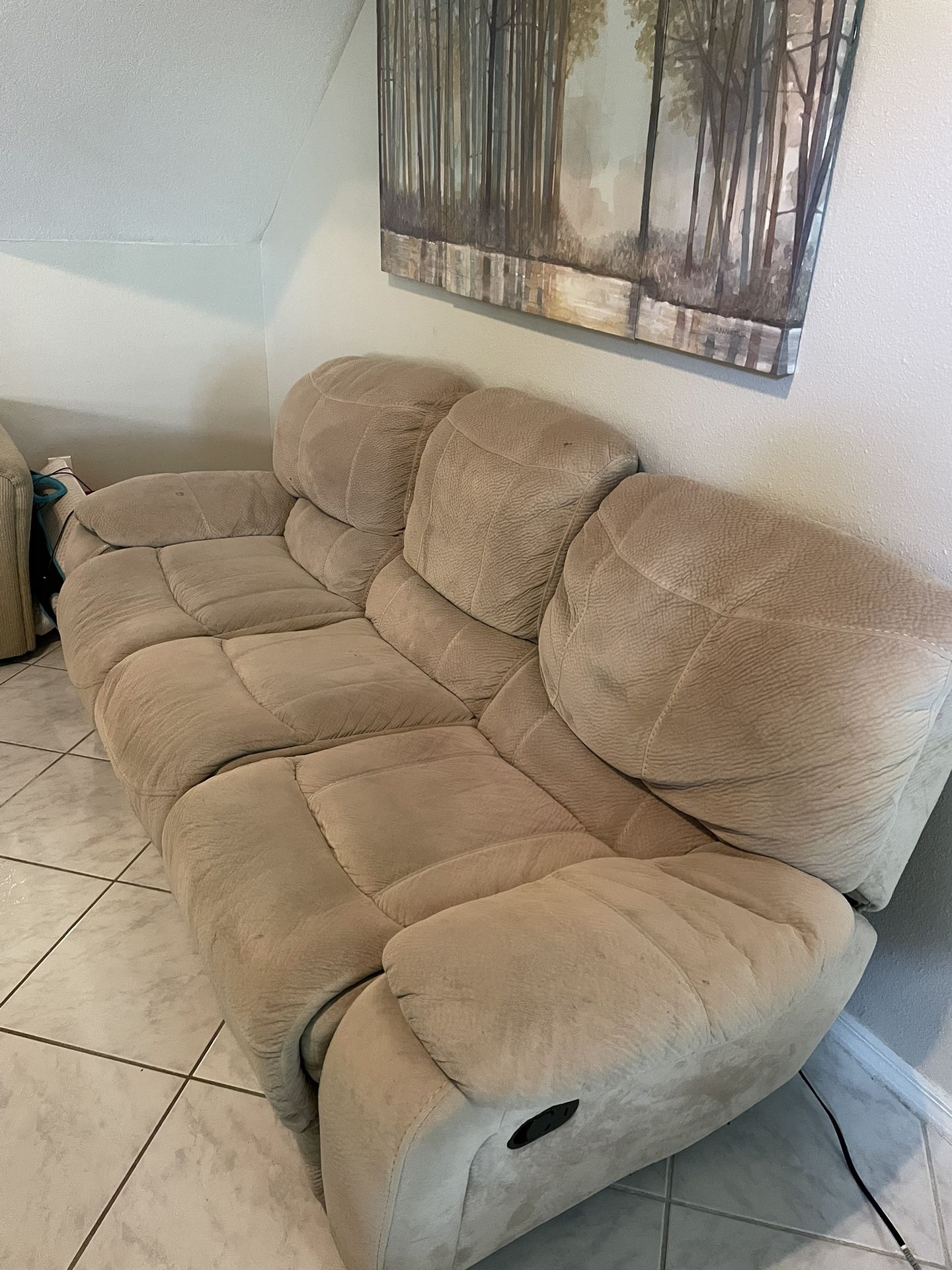 Beige Reclining Couch 