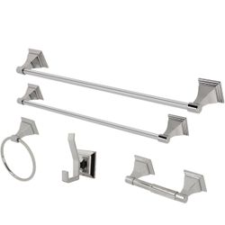 Kingston Brass BAHK8C 18-Inch and 24-Inch Towel-Bar, 6-Inch Towel-Ring, Toilet Paper Holder and Robe Hook Monarch Bathroom Accessories, 5-Piece