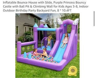 Purple Princess Inflatable Bounce House with Slide