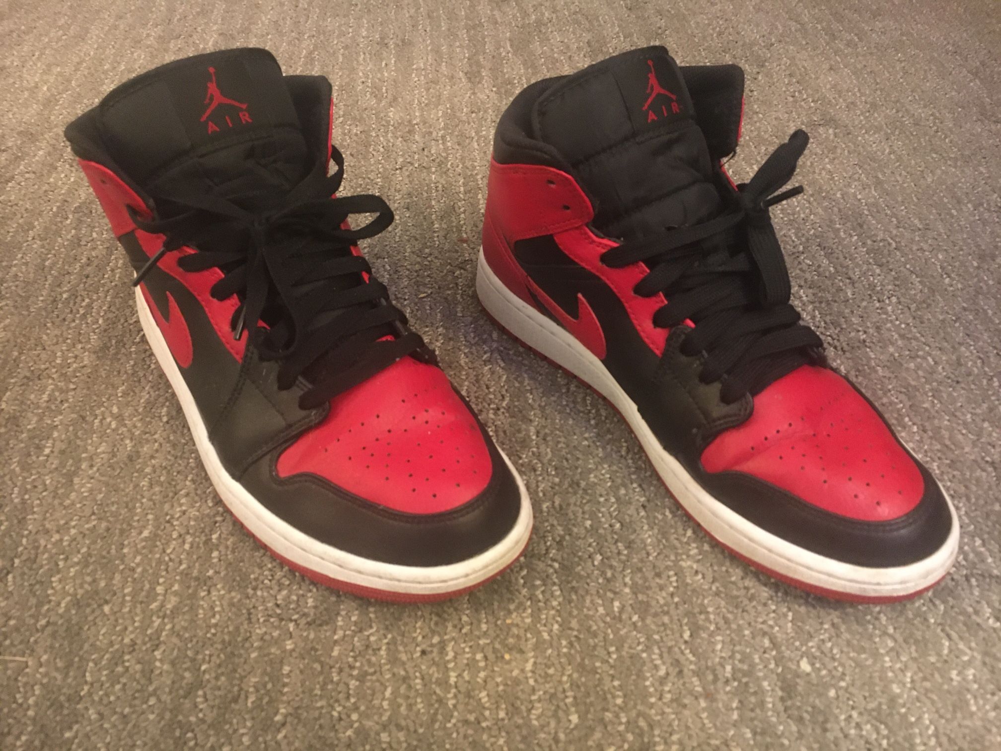 Nike Air Jordan Ones Black And Red 