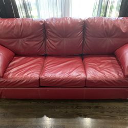 Genuine Leather Red Couch for Sale in Oak Lawn IL OfferUp