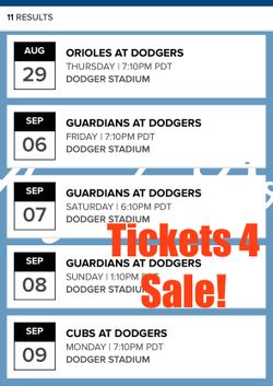 Dodger tickets For sale