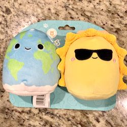 Original Squishmallows Roman & Cruz 4" Squeaky Dog Toys Super Soft Cuddlers