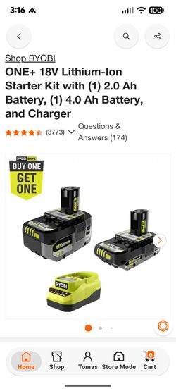 Ryobi 4ah & 2ah battery with charger