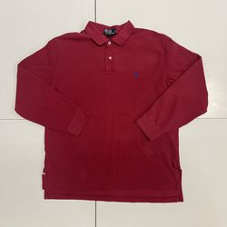 Polo Ralph Lauren Long Sleeve Polo Shirt Red Men's Size XL 100% Cotton