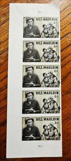 Bill Mauldin 44¢ USPS Stamp Strip of 5
