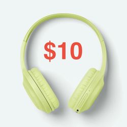 Built-In Microphone Wireless Banded Headphones - heyday™ Pastel Lime: Hybrid Wired/Wireless, Adjustable Headband