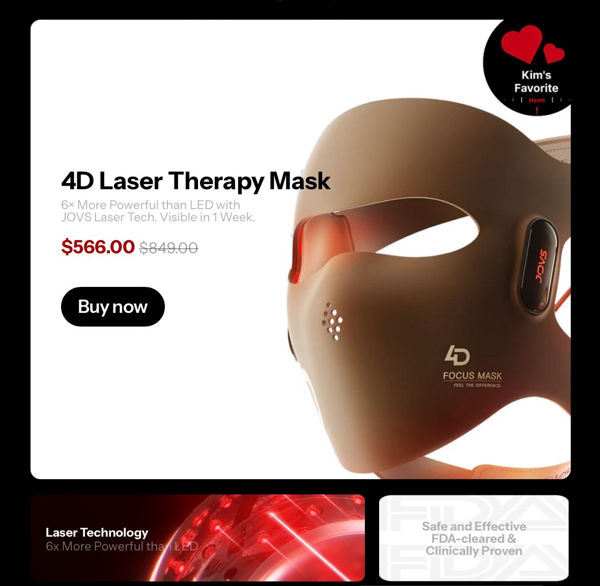 JOVS 4D Laser Light Therapy Mask - New & Unopened