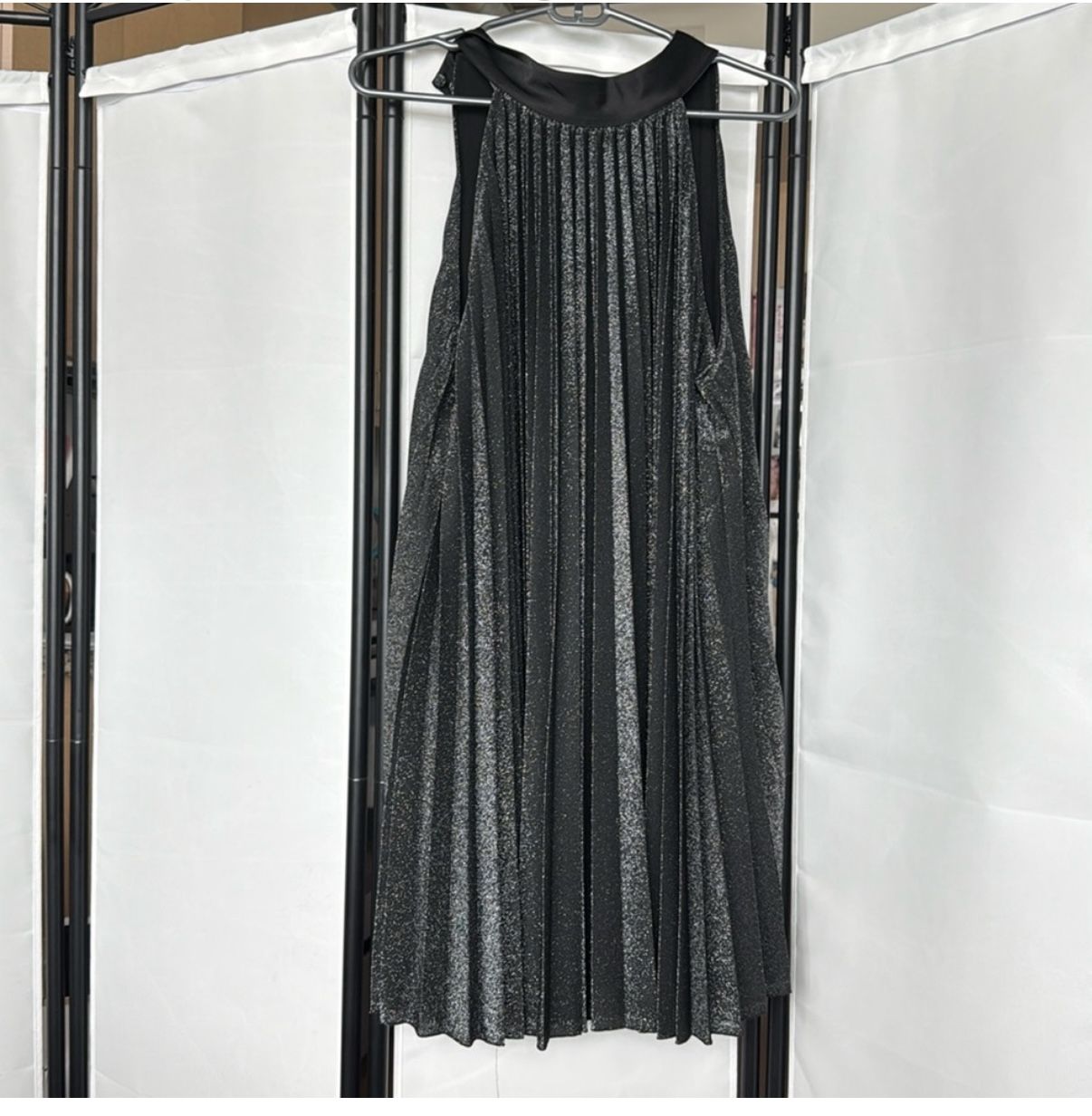 Zara Black Sparkle Ruched Dress