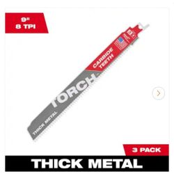 Milwaukee
9 in. 8 TPI TORCH Carbide Teeth Thick Metal Cutting SAWZALL Reciprocating Saw Blade (3-Pack)