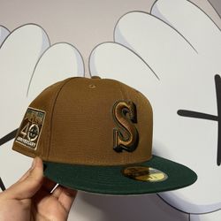 New Exclusive Seattle Mariners 40th Anniversary Patch Two Tone Fitted Size 7 1/8