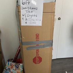 Artificial 6ft Christmas Tree With Lights And Decor