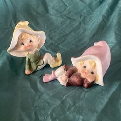 Pair Vintage Pixie Elf Fairies