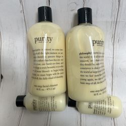 Philosophy Purity Made Simple One Step Facial Cleanser  16 Oz*2+ 3oz* 2 Sealed