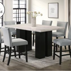 Gray 7pcs Dining Set (6 Chairs and Table)