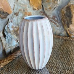 Beige Ceramic Vase/Pot With Brown Highlights