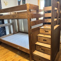 Full-Full Bunk Bed with Stairs