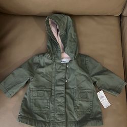 Old Navy 0 to 3 months, baby jacket, pink liner green