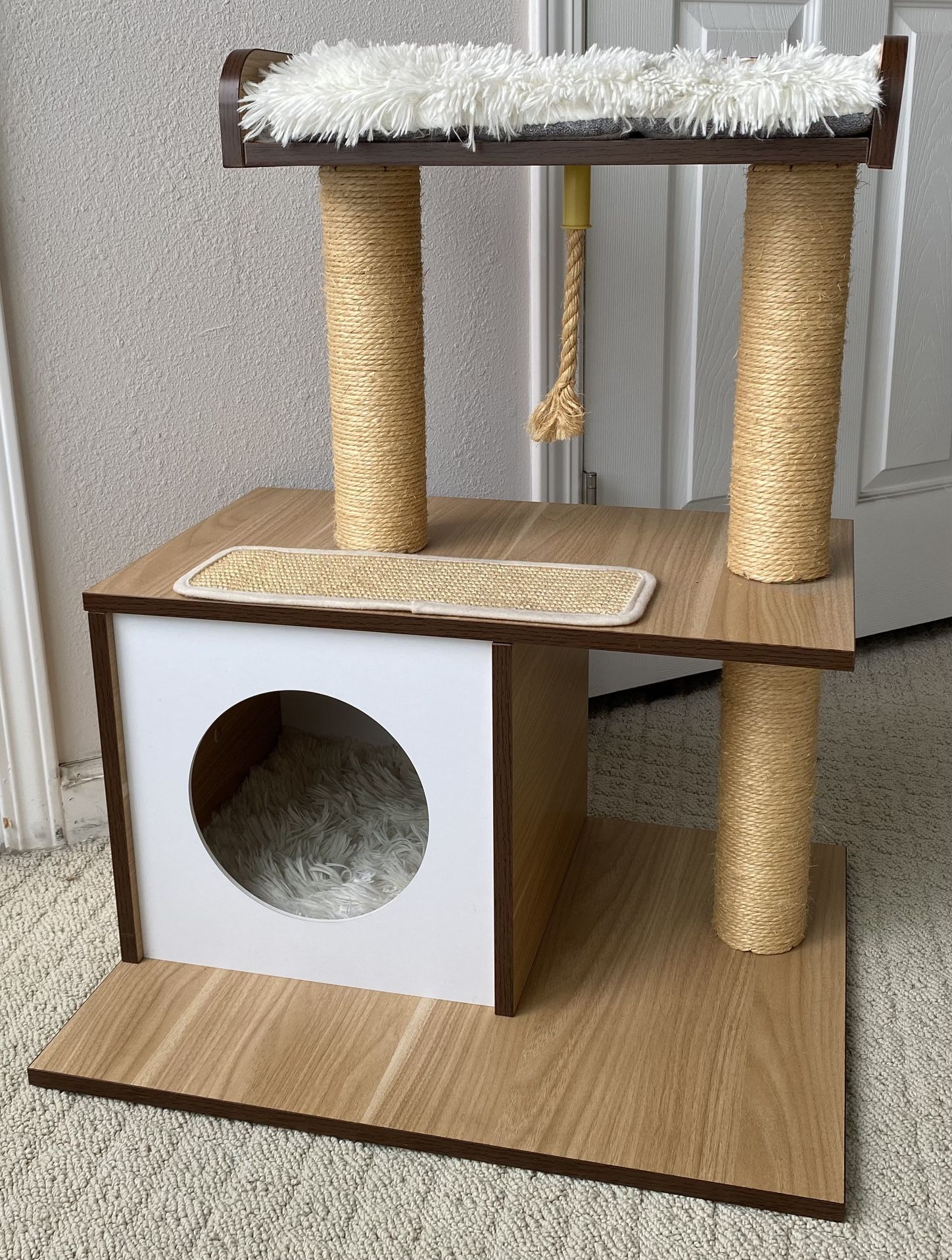 Two-Level Modern Wooden Cat Tree