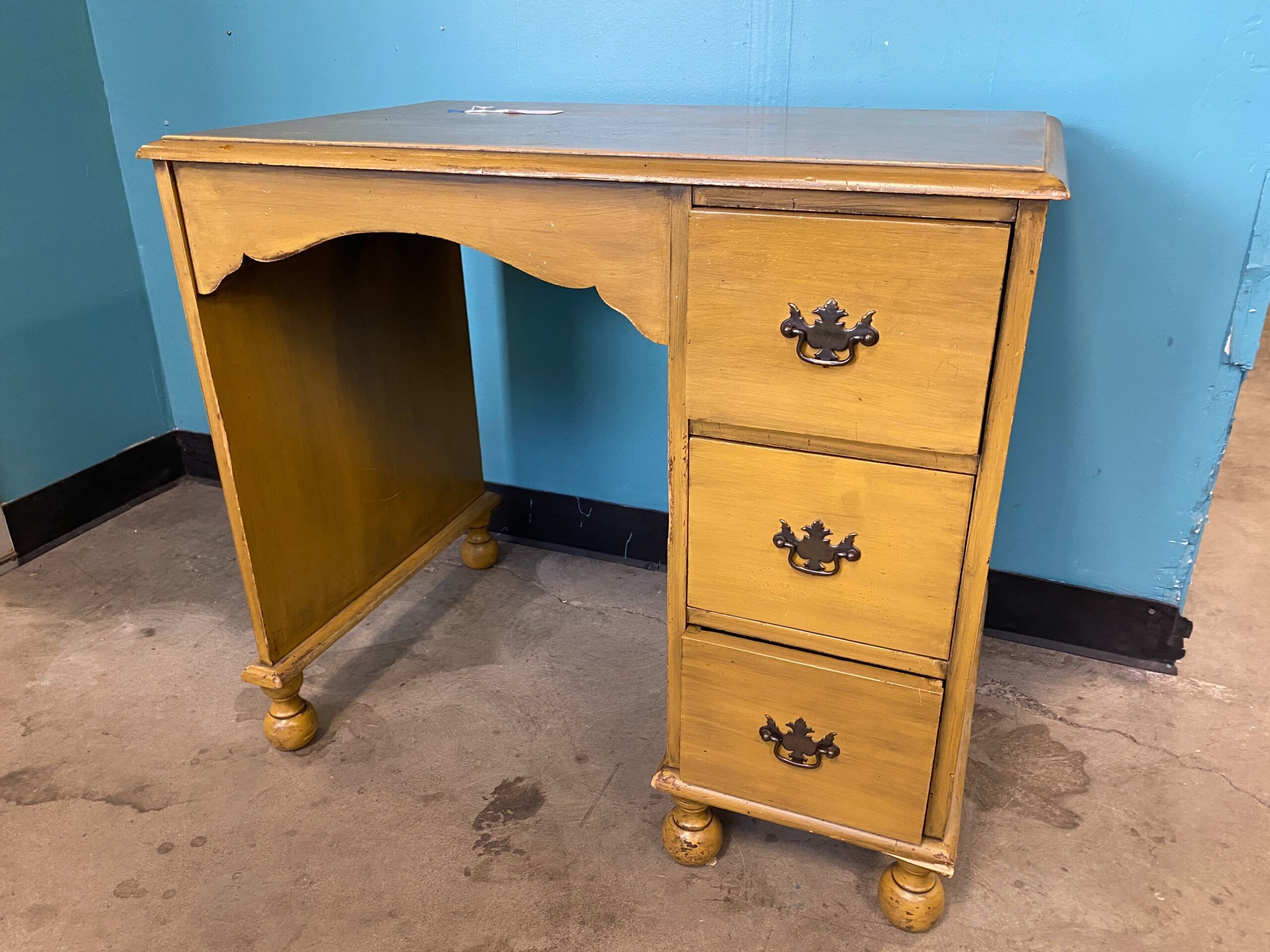 Vintage Wooden Desk with 3 Drawers