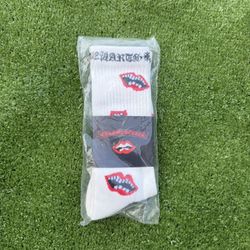 White And Red Viral Chrome Hearts Socks