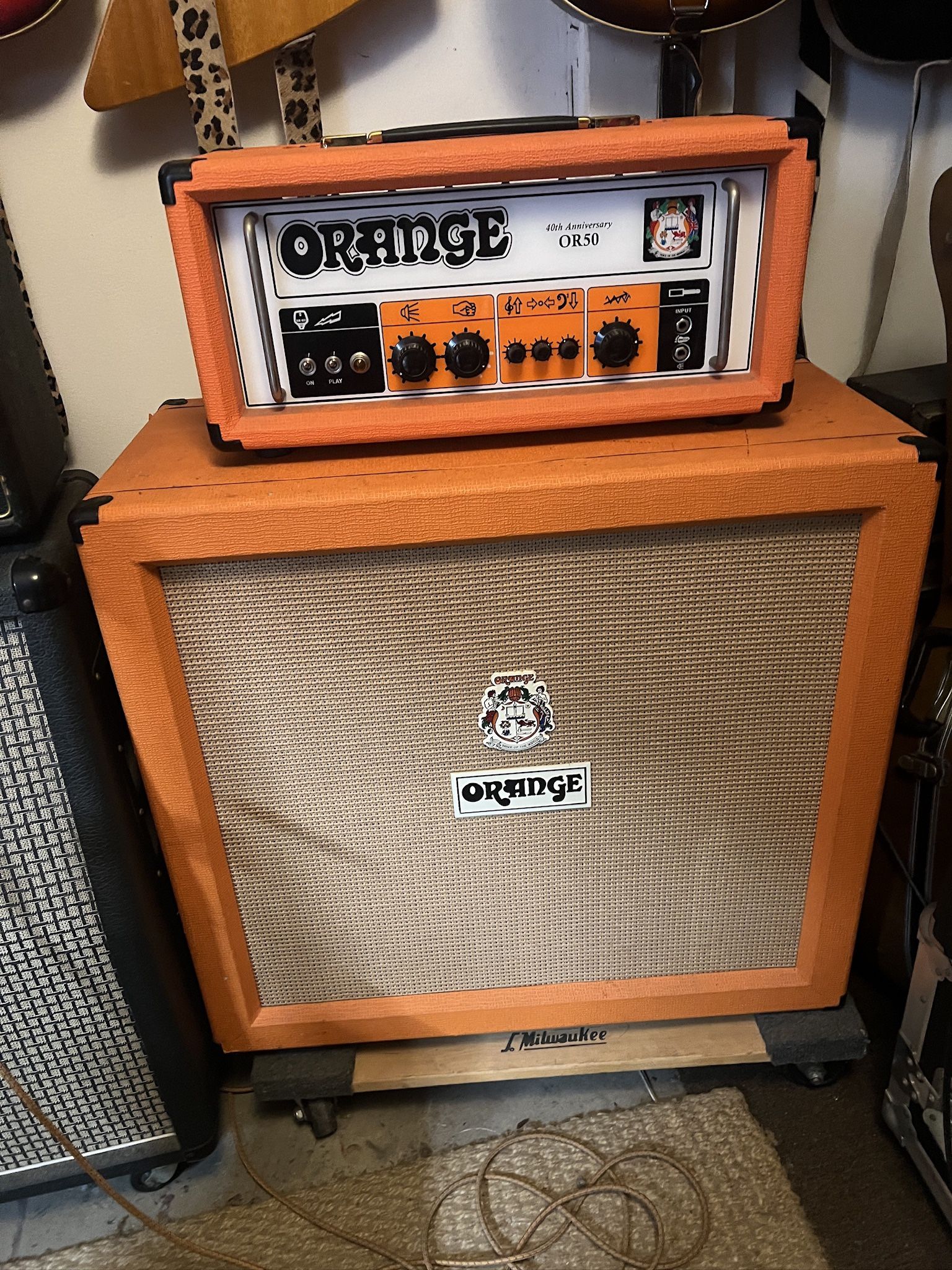 40th Anniversary OR50 head, 4/12 Orange Cabinet, Flight case for head, Foot peda