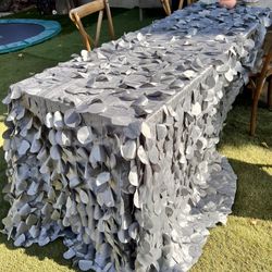 Petal Circle Taffeta Gray Silver Tablecloth Covers Round Table Party Decor No Seams 9 Ft Round Circumference 20 Total 