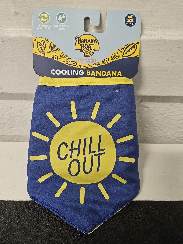 Banana Boat Cooling Bandana Dog Puppy Pet "Chill Out" Reversible Keeps Dogs Cool