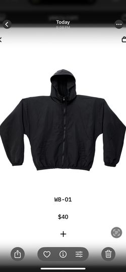 Yeezy Windbreaker -  Black No Print  (WB-01) - size 3 (XL)