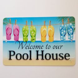 Metal Pool Sign Wall Decor For Home Office Or Camper. 