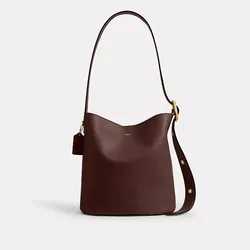 NWT Authentic Coach Bleecker Leather Bucket Bag with Matching Zip Pouch & Dust Bag – Merlot / Deep Berry