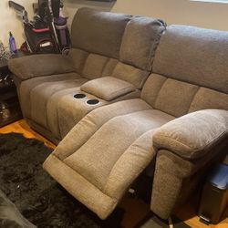 Double Recliner Couch With Cupholders And Storage - Like New