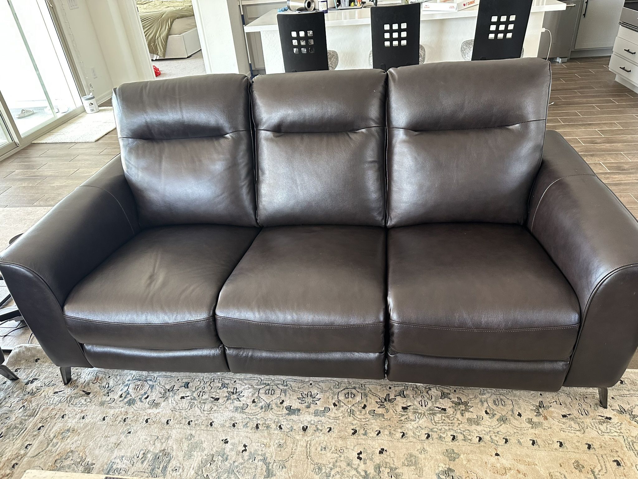 LaZBoy Dark Leather Power Recliner Sofa And Loveseat