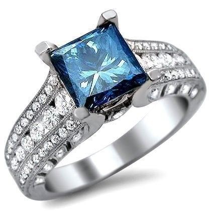 "Beauty Pure Blue Zircon Princess Cut Three Layer Cubic Rings for Women, PD638
 
 