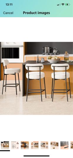 24'' Bar Stools Set of 3, for Kitchen Island. White