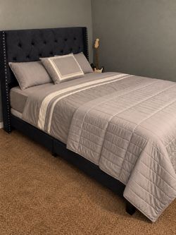 Queen Tufted Upholstered Bed Frame |  Excellent Condition | Pickup Only