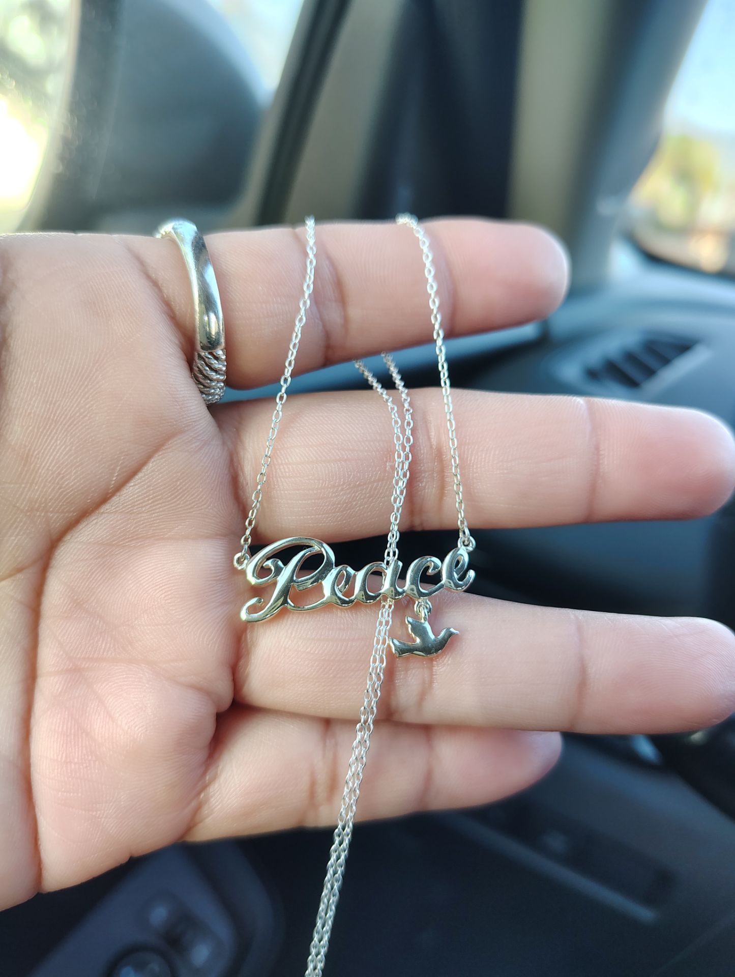 925 sterling silver necklace with letters peace 🕊️18 inches