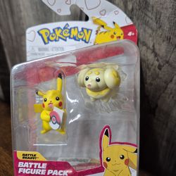 Pokemon Pikachu & Fidough Battle Action Figures NEW (Bent Box)