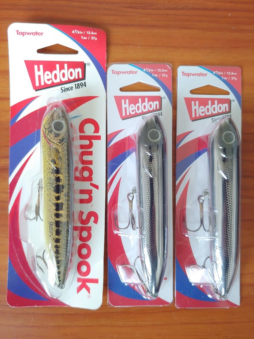 3 Packs Heddon Chug'n Spook Topwater Fishing Lures - NOS - Discontinued