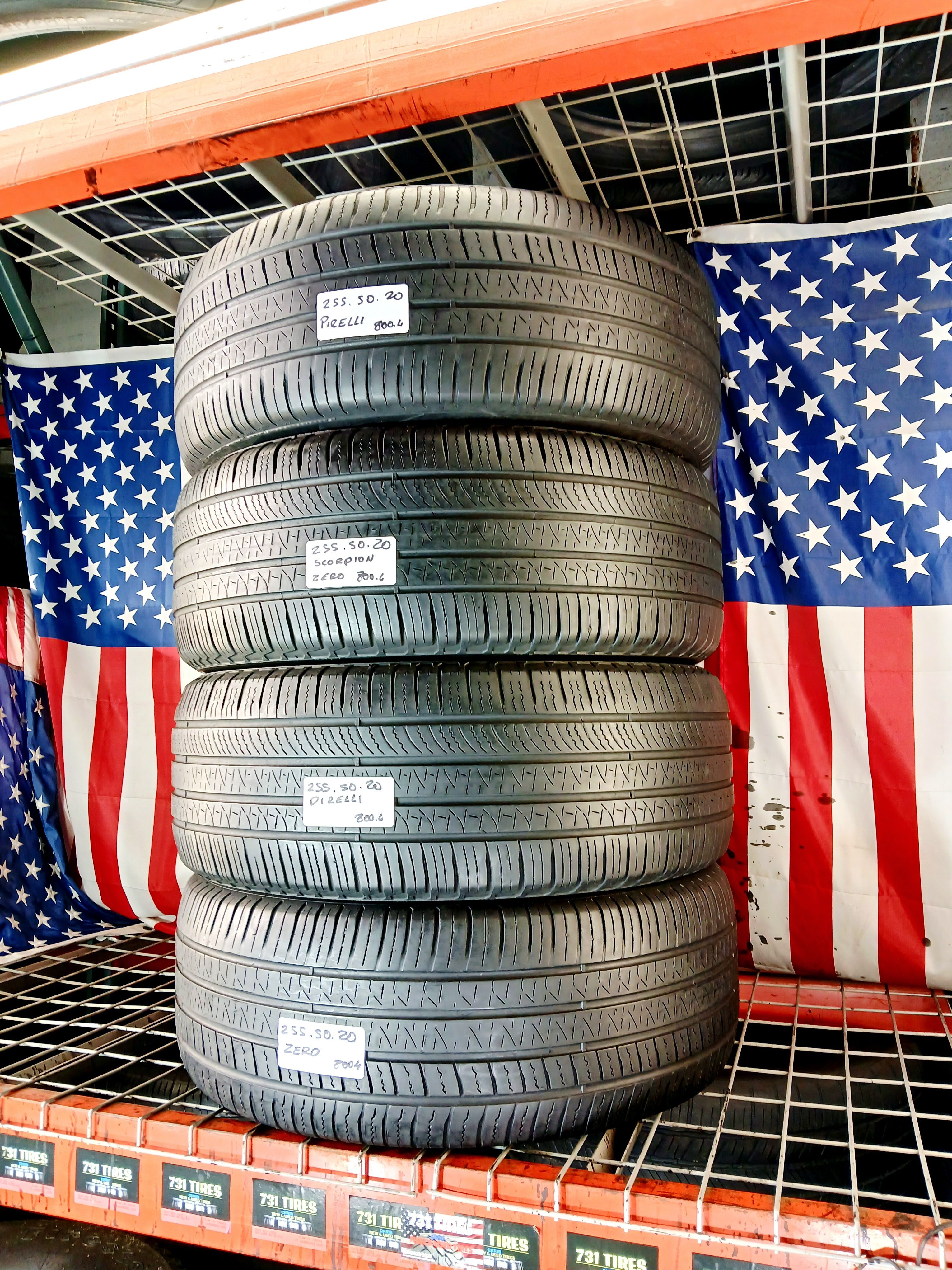 (4 Used Tires) Size: 255/50R20 109H XL Pirelli Scorpion MS Crossover & SUV 255 50 20