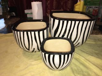Decorative zebra pots set