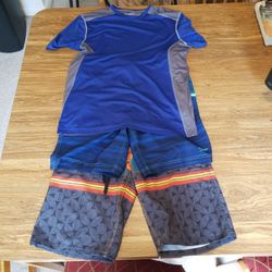 3 Piece UnderArmor/Speedo Bathing Suit Collection: 1x Rash Guard 2x Swim Trunks