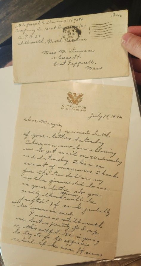 1942 WW2 Camp Sutton, Nc Letter (Transcribed)