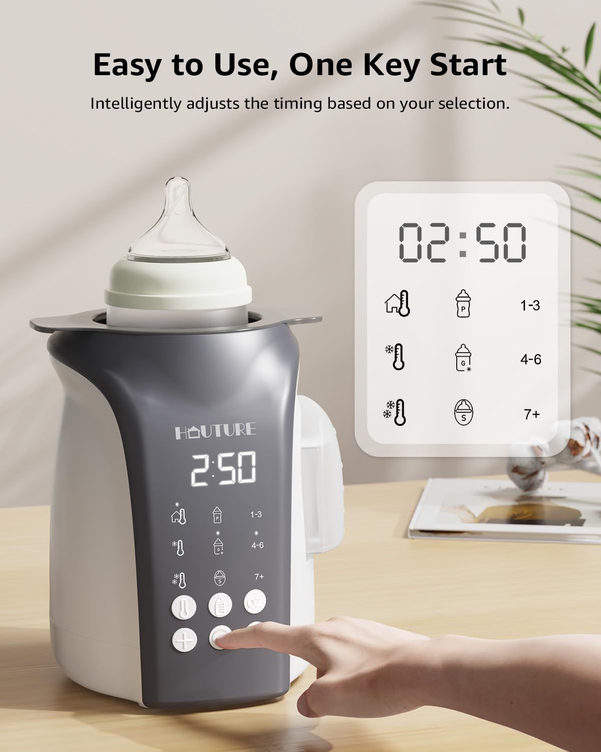 Baby Breastmilk Formula Bottle Warmer for All Bottles with Timer Defrost Sterilizing Keep Warm 