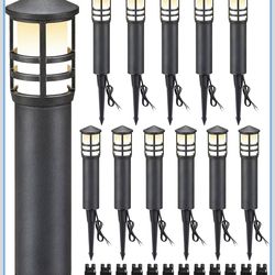 SUNVIE 12-Pack Low Voltage Landscape Pathway Lights 3W Outdoor Landscape Lighting 3000K 12-24V LED Bollard Path Lights Wired CRI 90+ Aluminum Pathway 