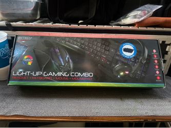 Gaming keyboard RGB lighted mouse and headset with microphone